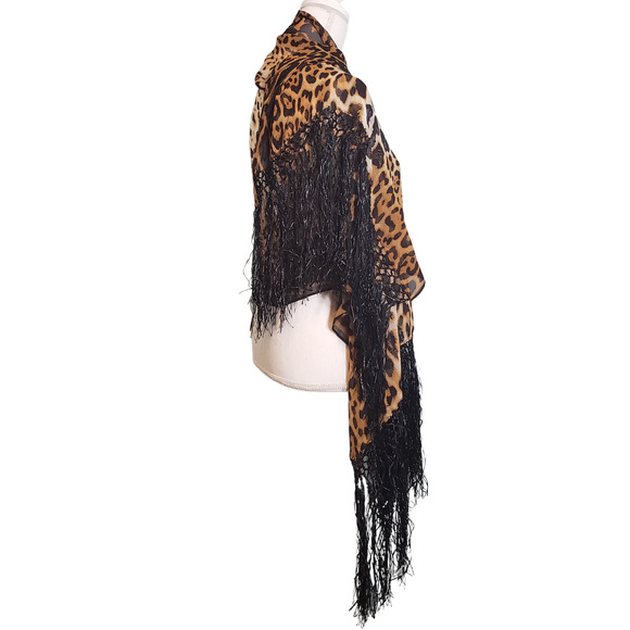 Yves Saint Laurent Cheetah Print Shawl with Fringe - Picture 2 of 6